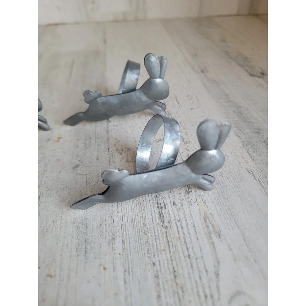 Metal Easter bunny rabbit hop napkin‎ holder set spring rabbit decor
